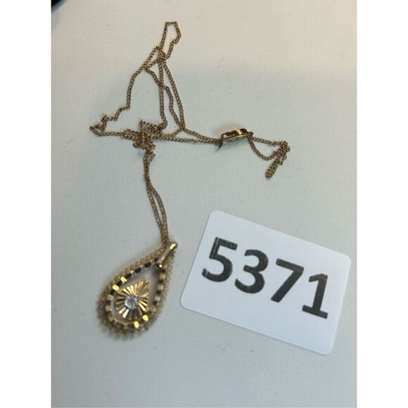 DCE signed pendant gold necklace diamond chip teardrop pendant - Picture 10 of 10